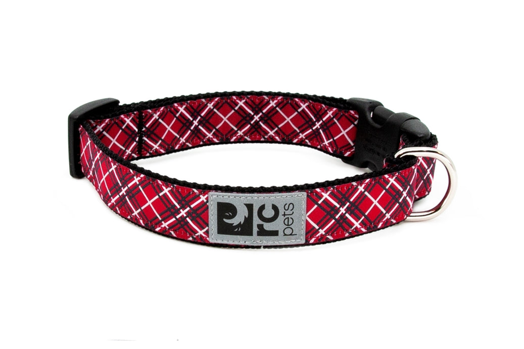 Clip Collar Red Tartan